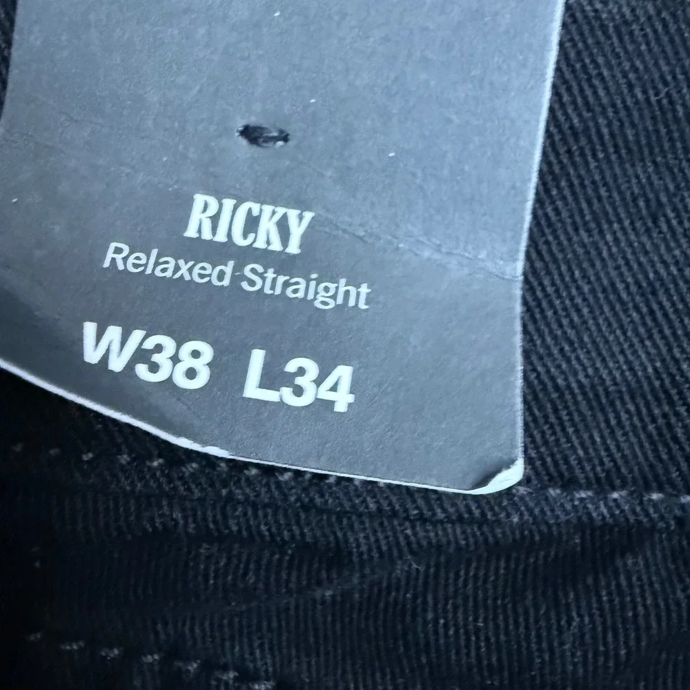 True Religion Ricky Black Rinse Relaxed Straight‎ Jeans Mens Size 38x34